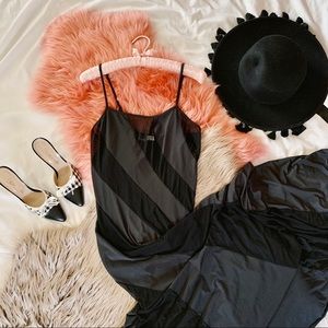 Vintage 90s Mesh Striped Mermaid Maxi Slip Dress